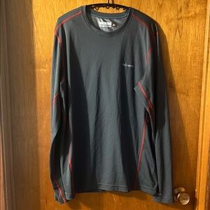 Columbia Men's Dark Gray and Red Long Sleeve Shirt Omni Heat Medium